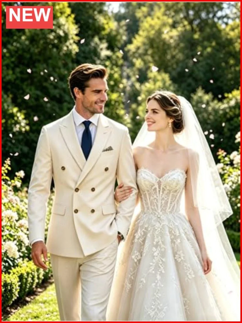 Men's Slim Fit 2 Piece Double Breasted Suit Set for Wedding Prom